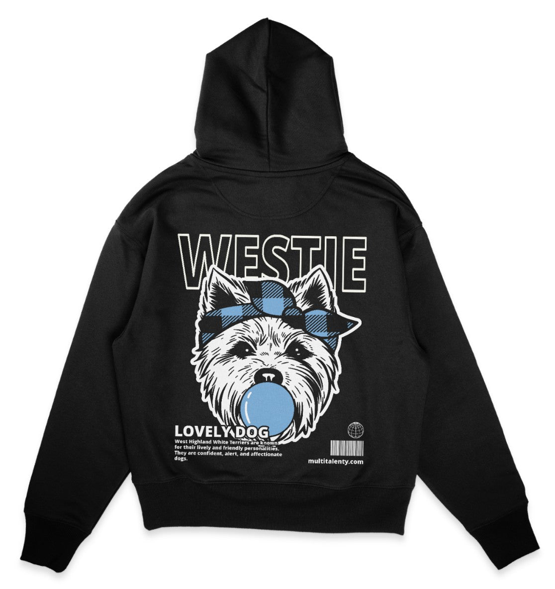 Bubble Gum Westie (blau) - Organic Oversize Hoodie - Multitalenty