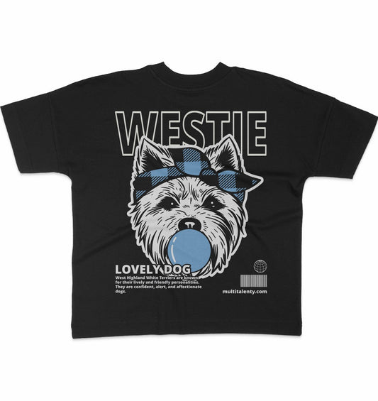 Bubble Gum Westie (blau) - Organic Oversize Shirt - Multitalenty