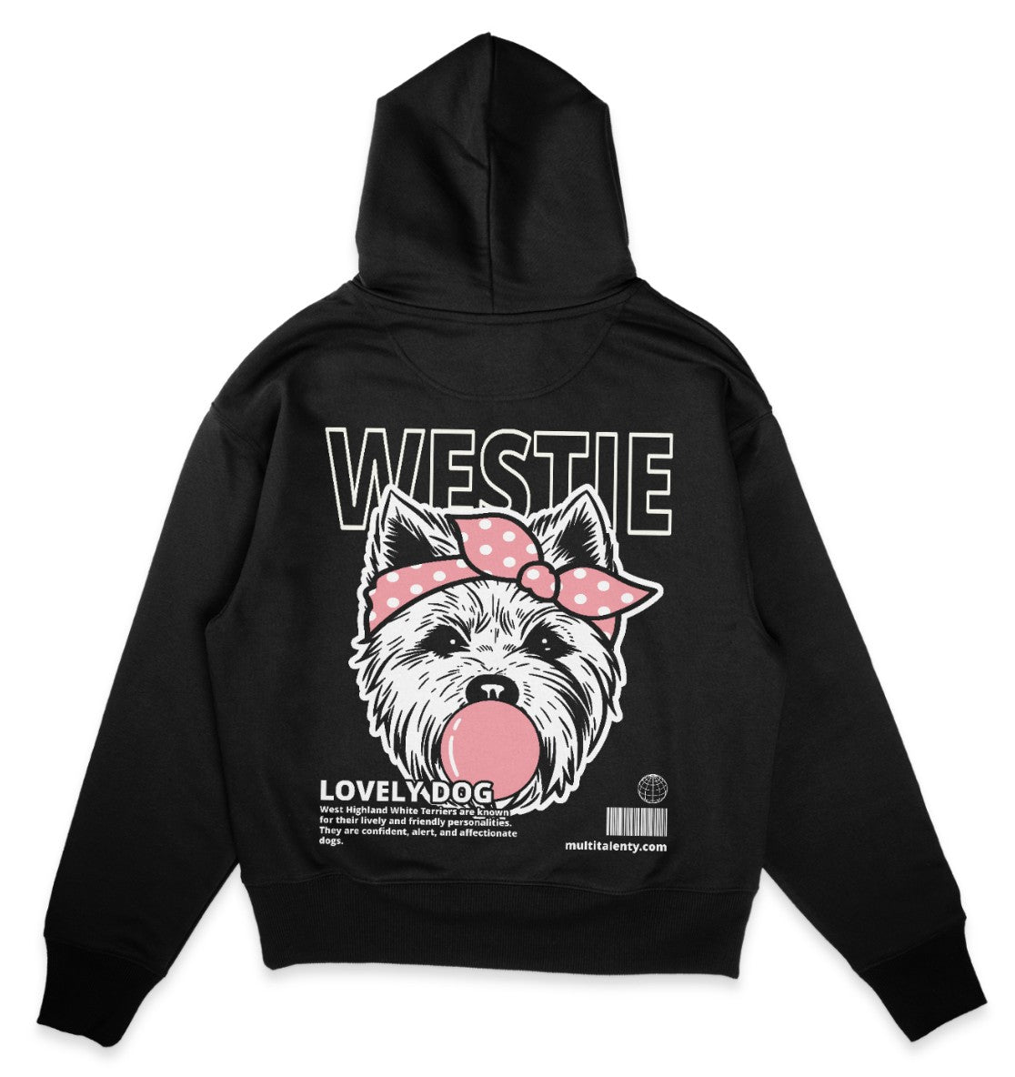 Bubble Gum Westie (rosa) - Organic Oversize Hoodie - Multitalenty