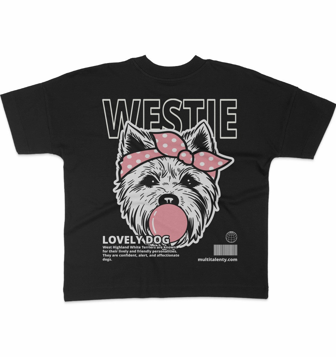 Bubble Gum Westie (rosa) - Organic Oversize Shirt - Multitalenty