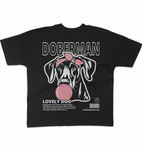 Bubble Gum Doberman (rosa) - Organic Oversize Shirt