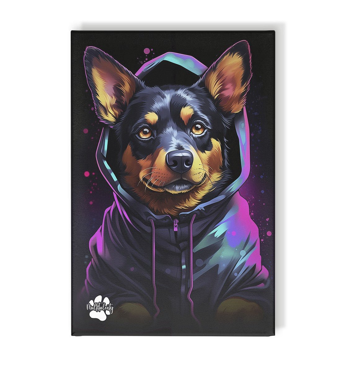 Australian Kelpie mit Kapuze - Leinwand 30x45cm - Multitalenty