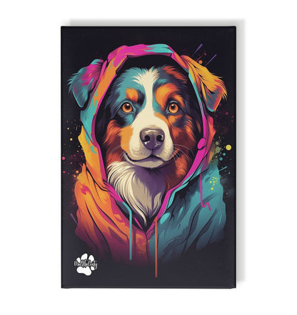 Australian Shepherd mit Kapuze - Leinwand 30x45cm - Multitalenty