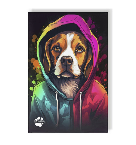 Beagle mit Kapuze - Leinwand 30x45cm - Multitalenty