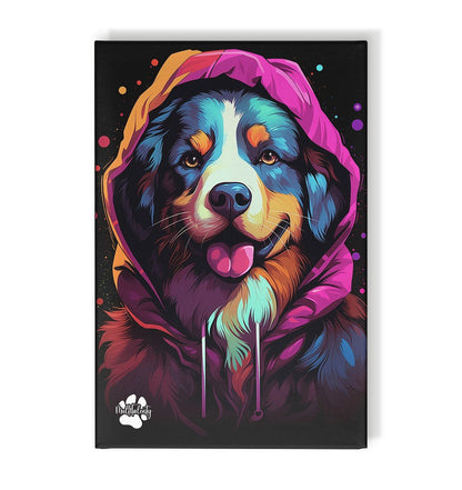 Berner Sennenhund mit Kapuze - Leinwand 30x45cm - Multitalenty