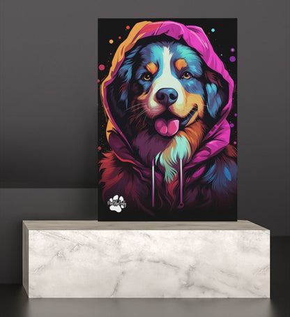 Berner Sennenhund mit Kapuze - Leinwand 30x45cm - Multitalenty