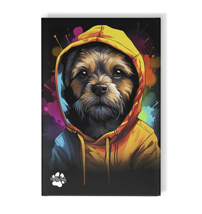 Border Terrier mit Kapuze - Leinwand 30x45cm - Multitalenty