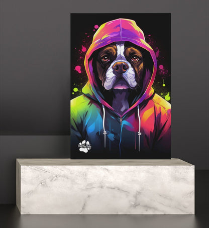 Boxer mit Kapuze - Leinwand 30x45cm - Multitalenty