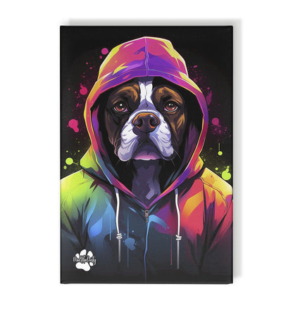 Boxer mit Kapuze - Leinwand 30x45cm - Multitalenty