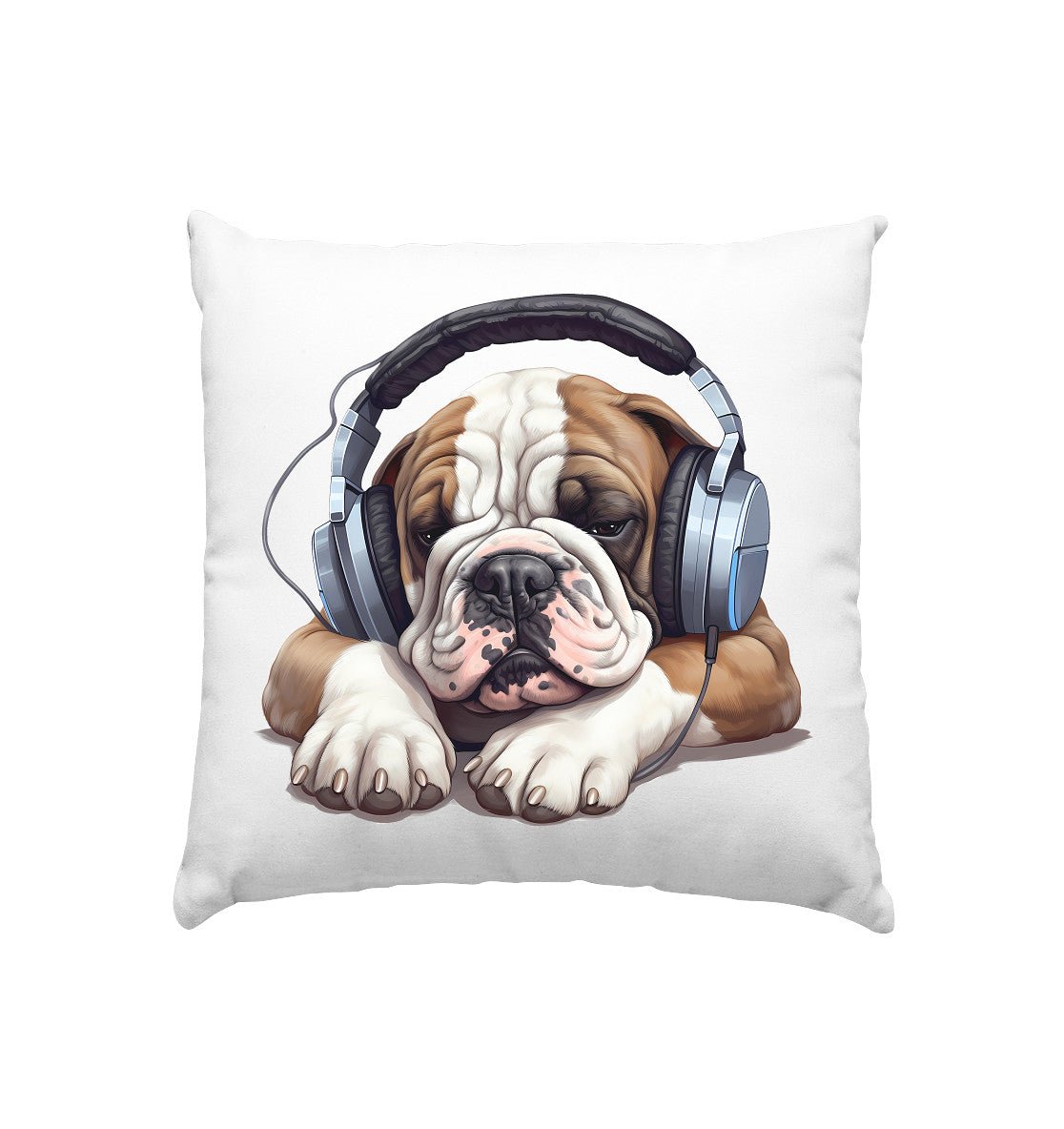 Kopfhörer Englische Bulldogge - Kissen 40x40cm - Multitalenty