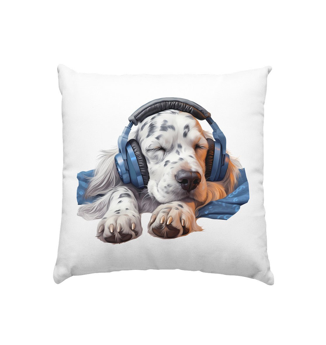 Kopfhörer English Setter blue belton - Kissen 40x40cm - Multitalenty