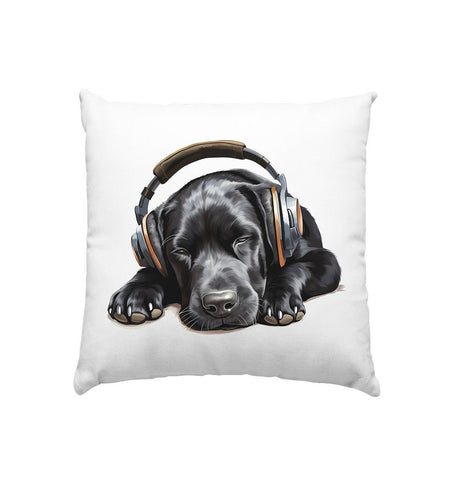 Kopfhörer Labrador schwarz - Kissen 40x40cm - Multitalenty