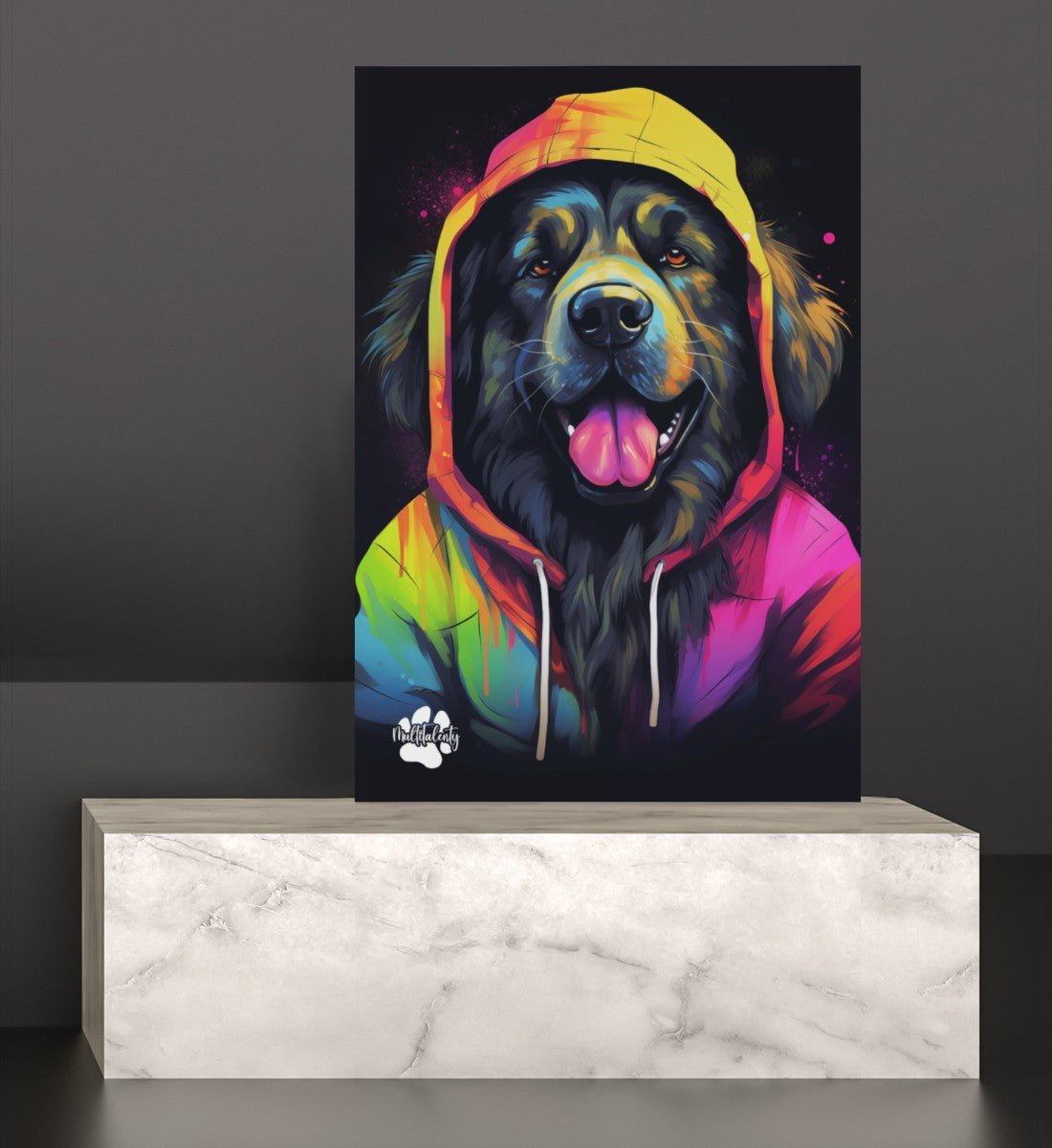 Leonberger mit Kapuze - Leinwand 30x45cm - Multitalenty