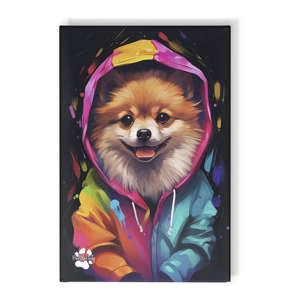 Pomeranian mit Kapuze - Leinwand 30x45cm - Multitalenty