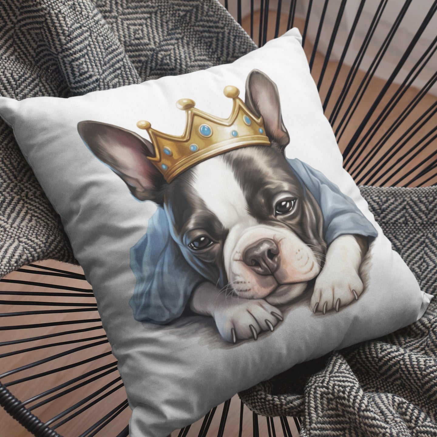 Schlafender Boston Terrier - Kissen 40x40cm - Multitalenty