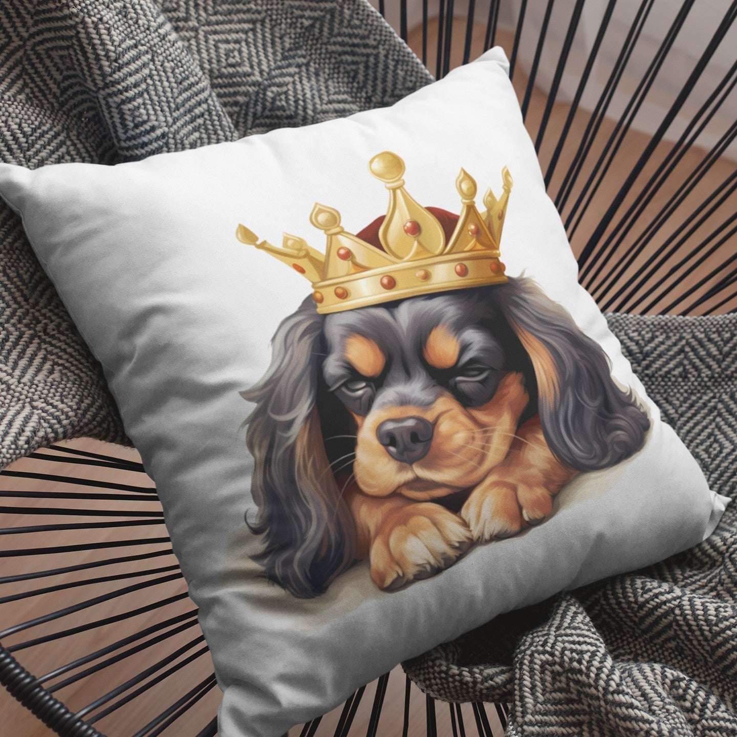 Schlafender Cavalier King Charles Spaniel black and tan - Kissen 40x40cm - Multitalenty