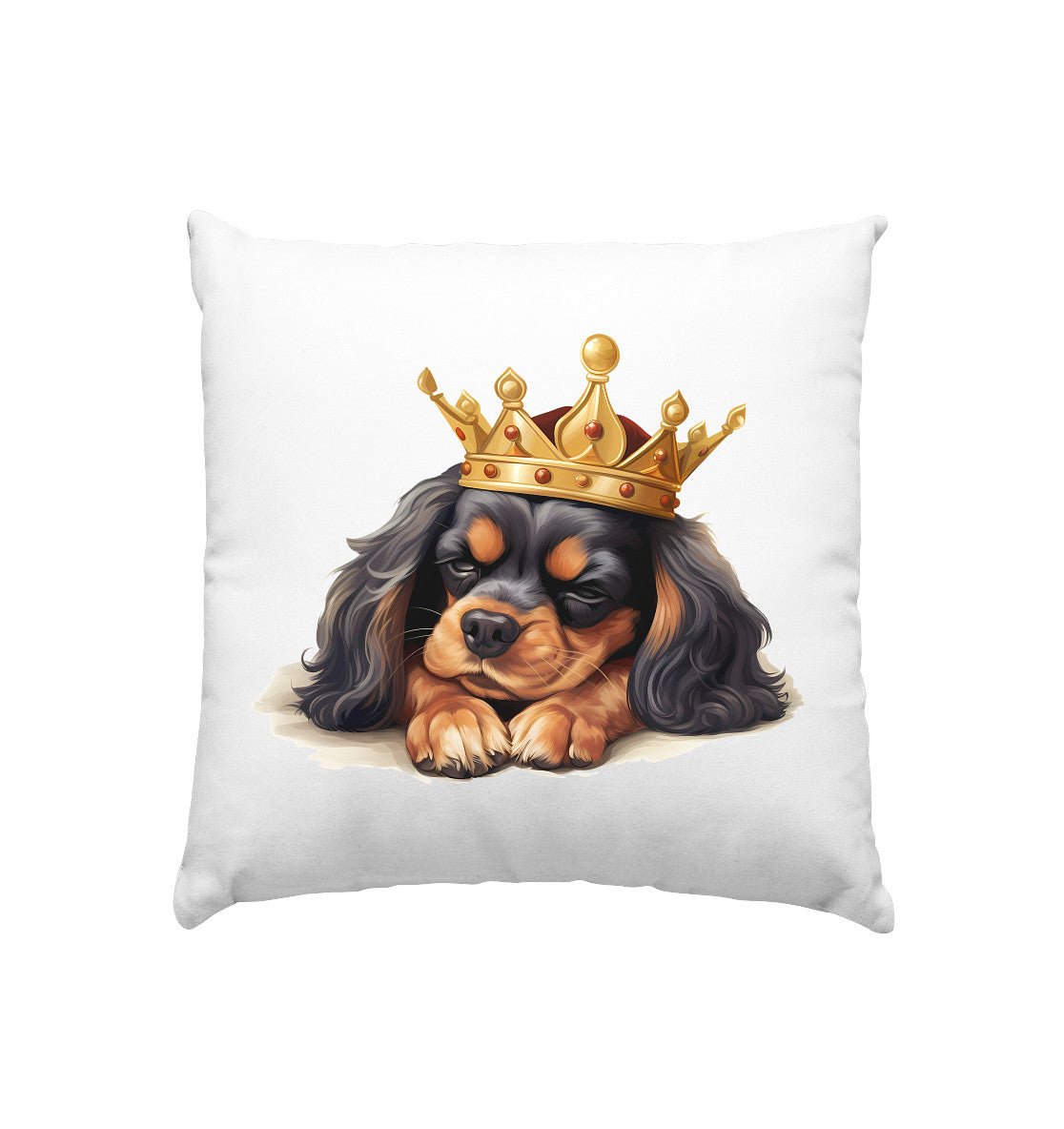 Schlafender Cavalier King Charles Spaniel black and tan - Kissen 40x40cm - Multitalenty