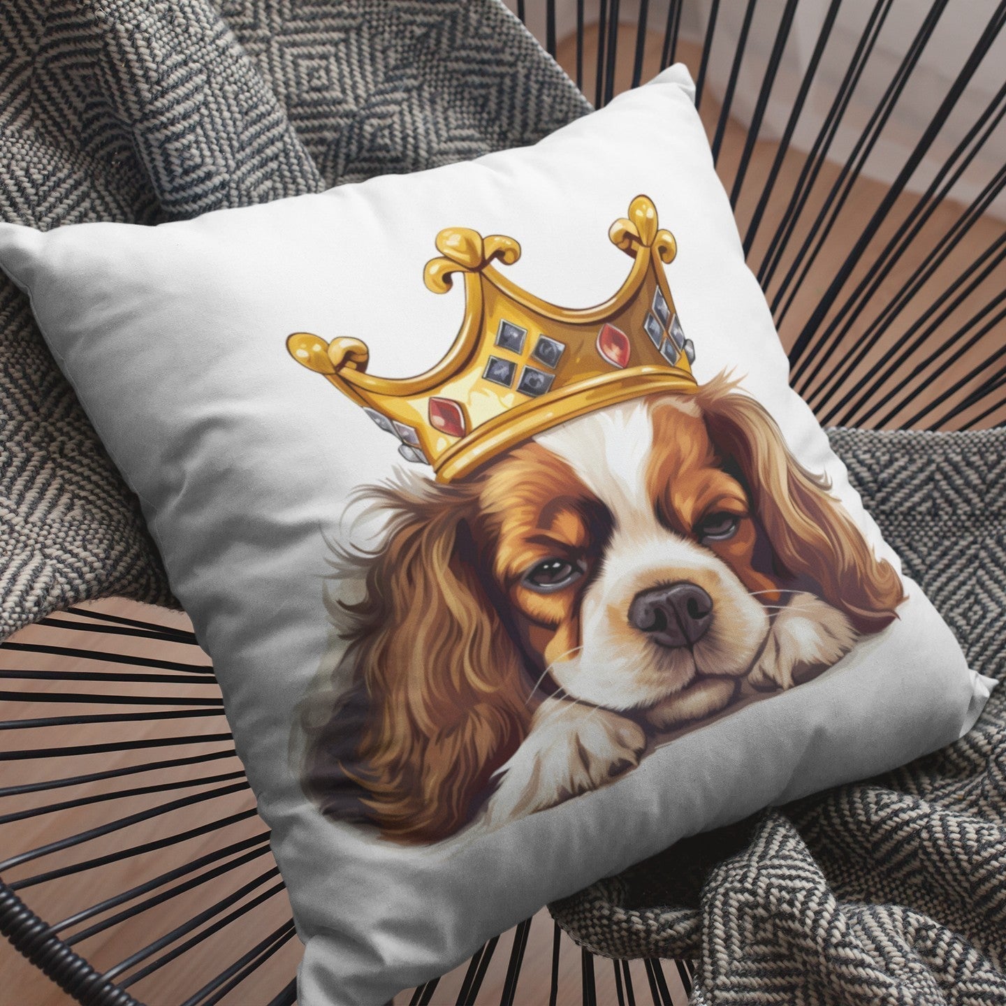 Schlafender Cavalier King Charles Spaniel blenheim - Kissen 40x40cm - Multitalenty