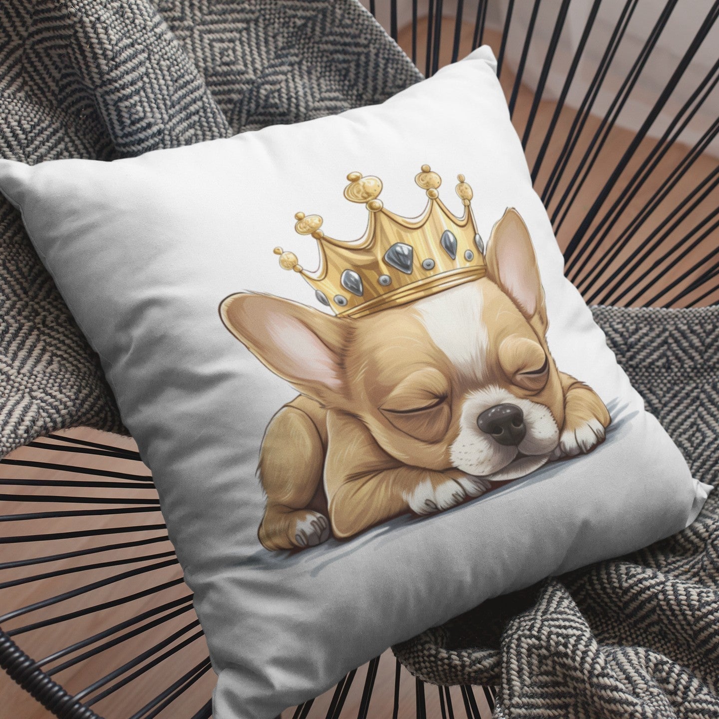 Schlafender Chihuahua gold & white - Kissen 40x40cm - Multitalenty