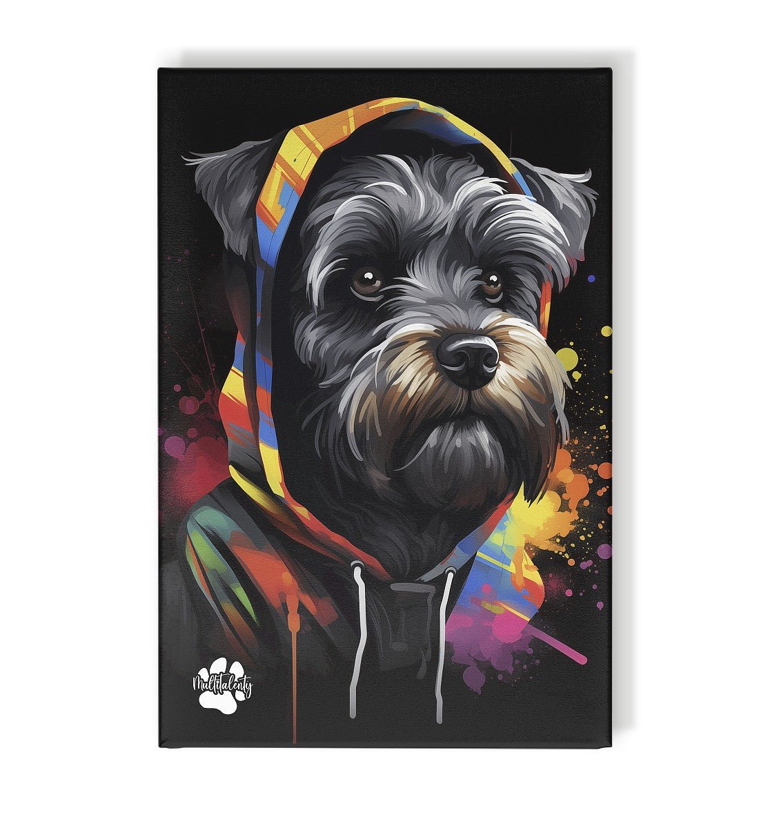 Schnauzer mit Kapuze - Leinwand 30x45cm - Multitalenty