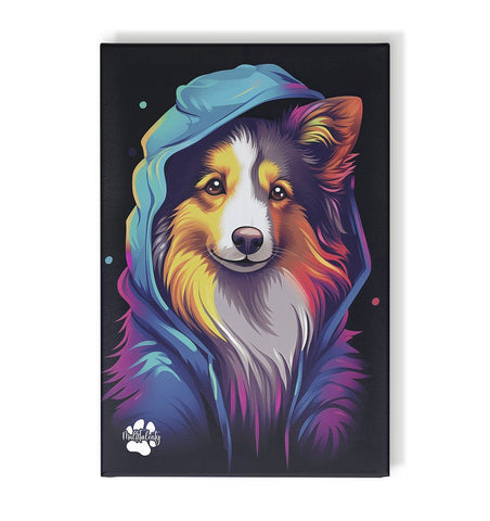 Sheltie mit Kapuze - Leinwand 30x45cm - Multitalenty