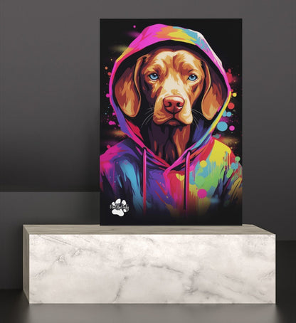 Vizsla mit Kapuze - Leinwand 30x45cm - Multitalenty