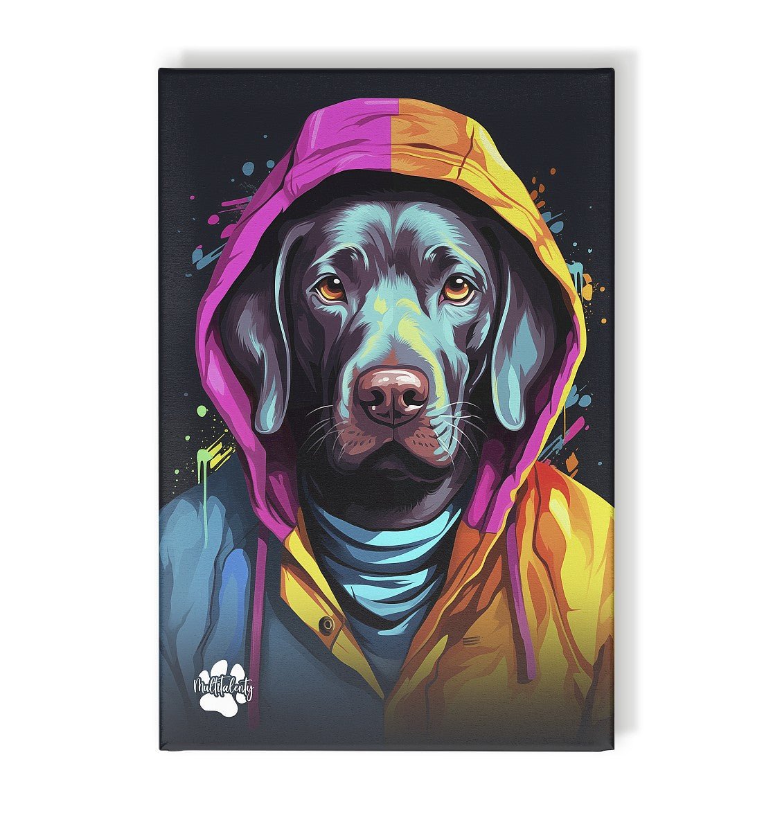 Weimaraner mit Kapuze - Leinwand 30x45cm - Multitalenty