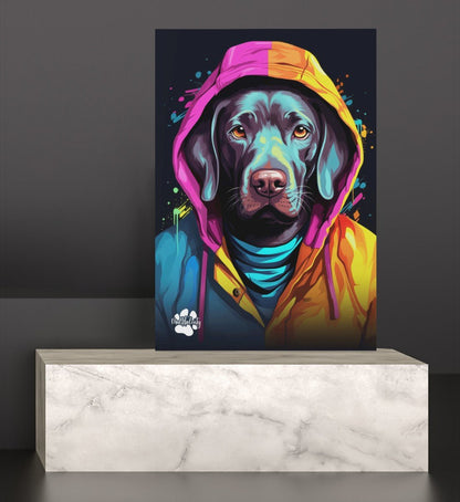 Weimaraner mit Kapuze - Leinwand 30x45cm - Multitalenty