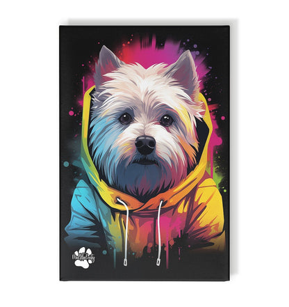 West Highland White Terrier mit Kapuze - Leinwand 30x45cm - Multitalenty